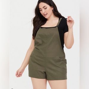 Torrid green linen shortalls